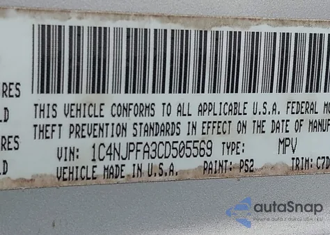 2012 Jeep Patriot Latitude z USA, uszkodzony, nr VIN 1C4NJPFA3CD505569